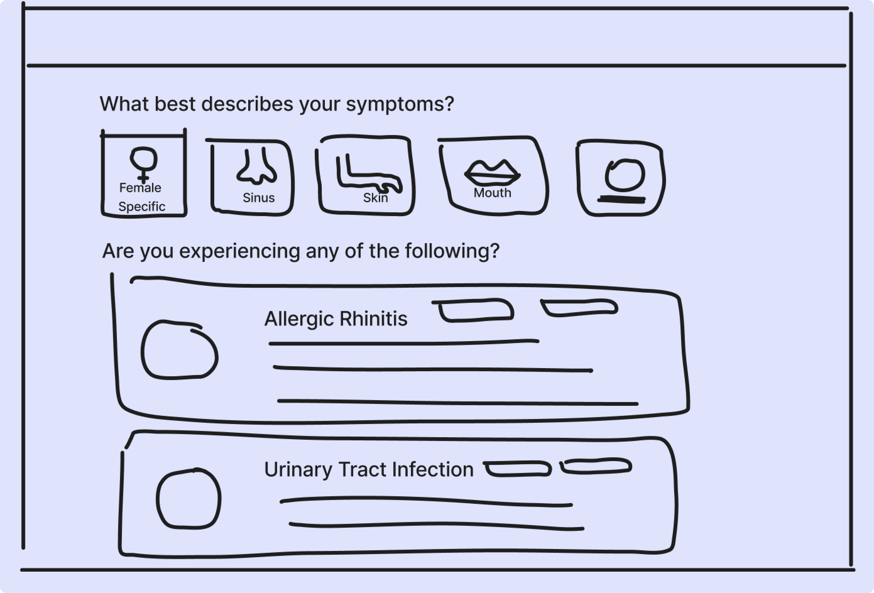 Option Three: Offer filters based on symptoms